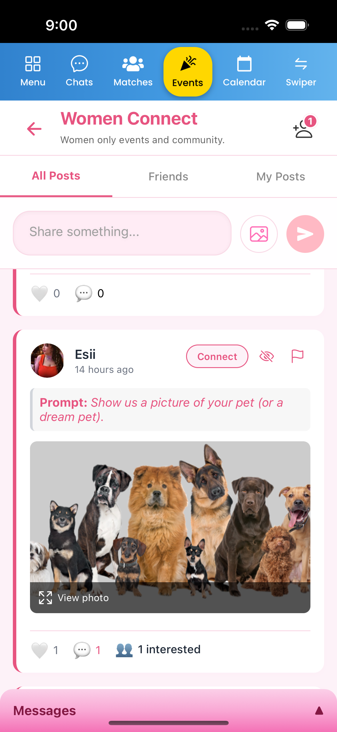 App DM List Screen Mockup